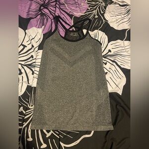 Fashion Nova - Gray and Black Sleeveless Active Tank Top with Black Trim - Small